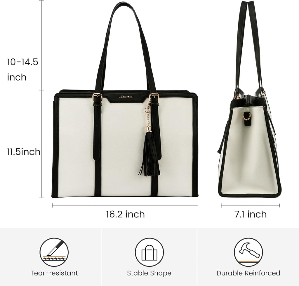 Laptop Tote Bag -Canvas+ Leather