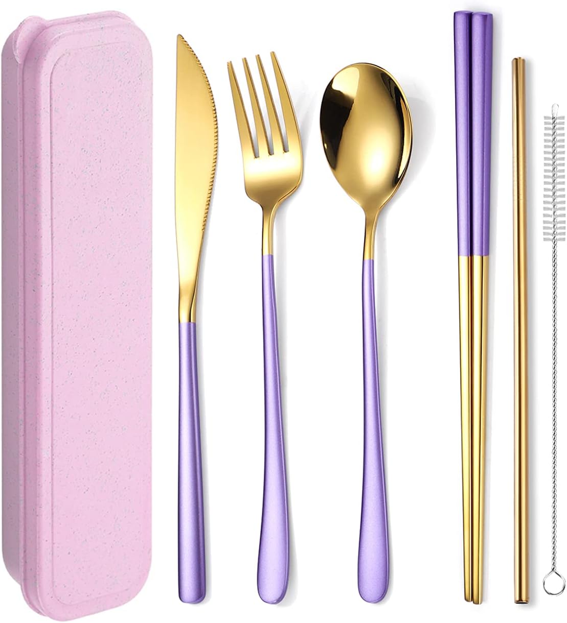 Portable Stainless Steel Cutlery Set – Reusable Travel Utensils (6-Piece)