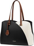Laptop Tote Bag - Black-Beige-Brown