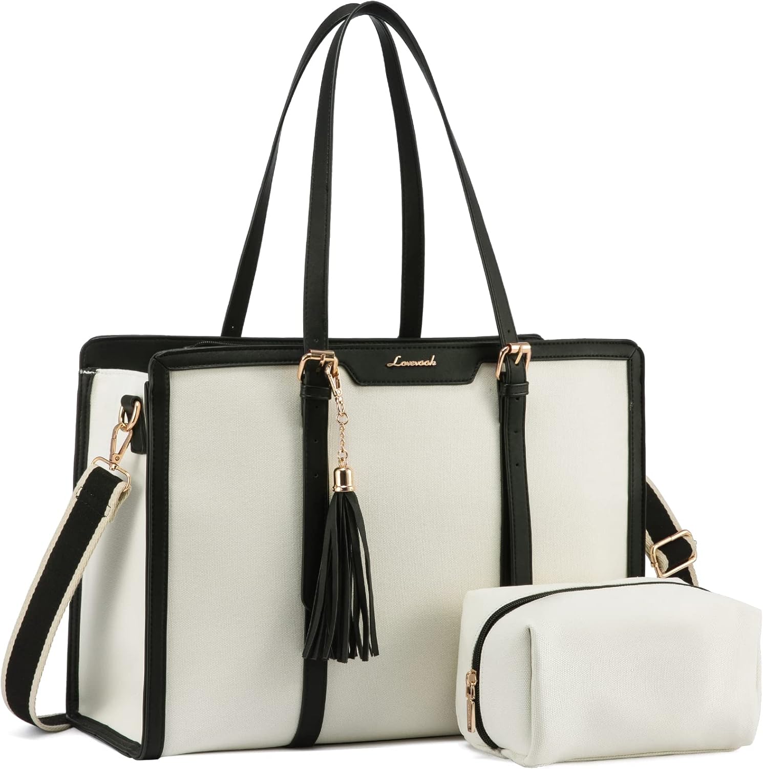 Laptop Tote Bag -Canvas+ Leather
