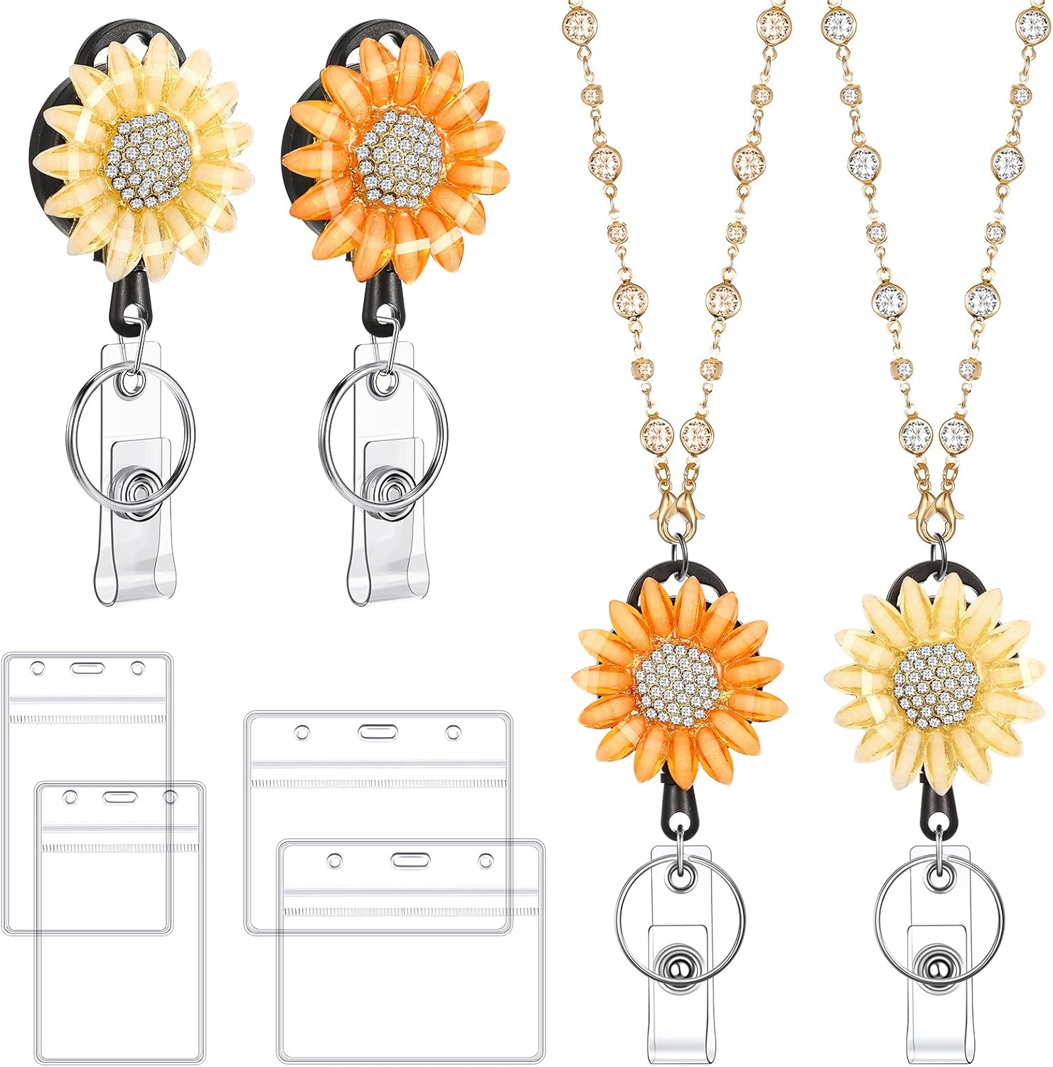 Sunflower Lanyard ID Badge Holder with Retractable Reel