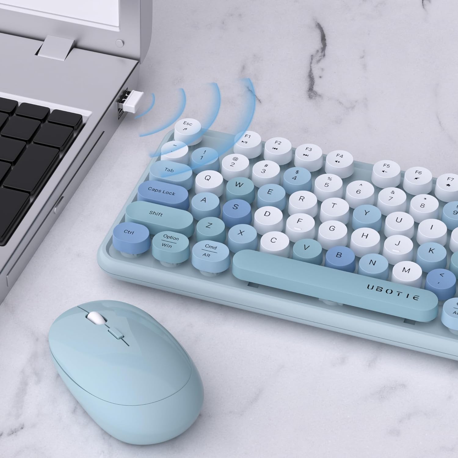 Multicolor Retro Wireless Keyboard & Mouse Set