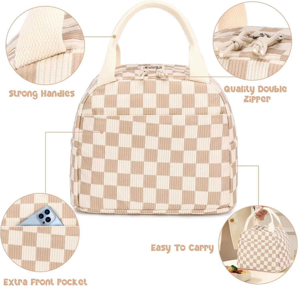 Corduroy Insulated Lunch Bag – Stylish & Reusable Lunch Tote