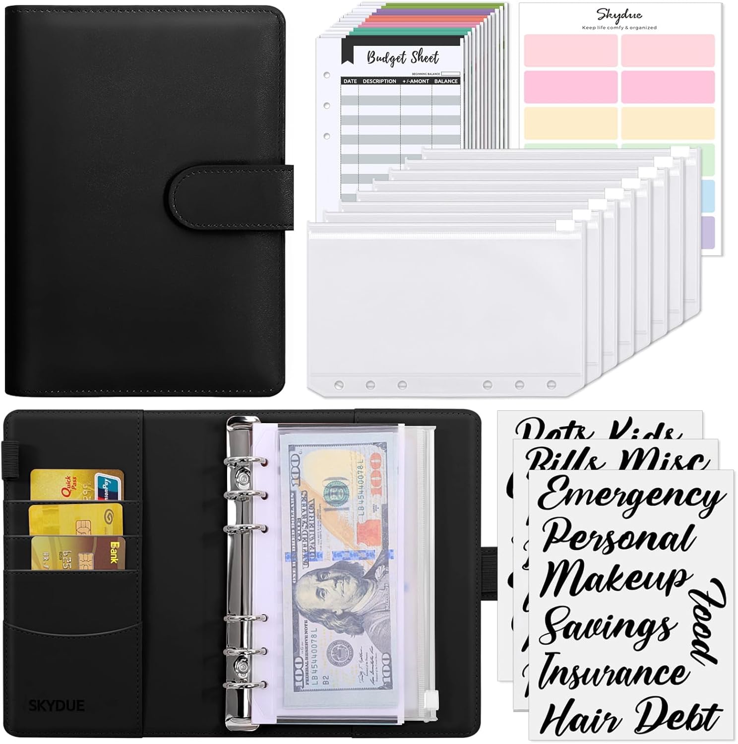 Budget Binder with Cash Envelopes and Expense Sheets