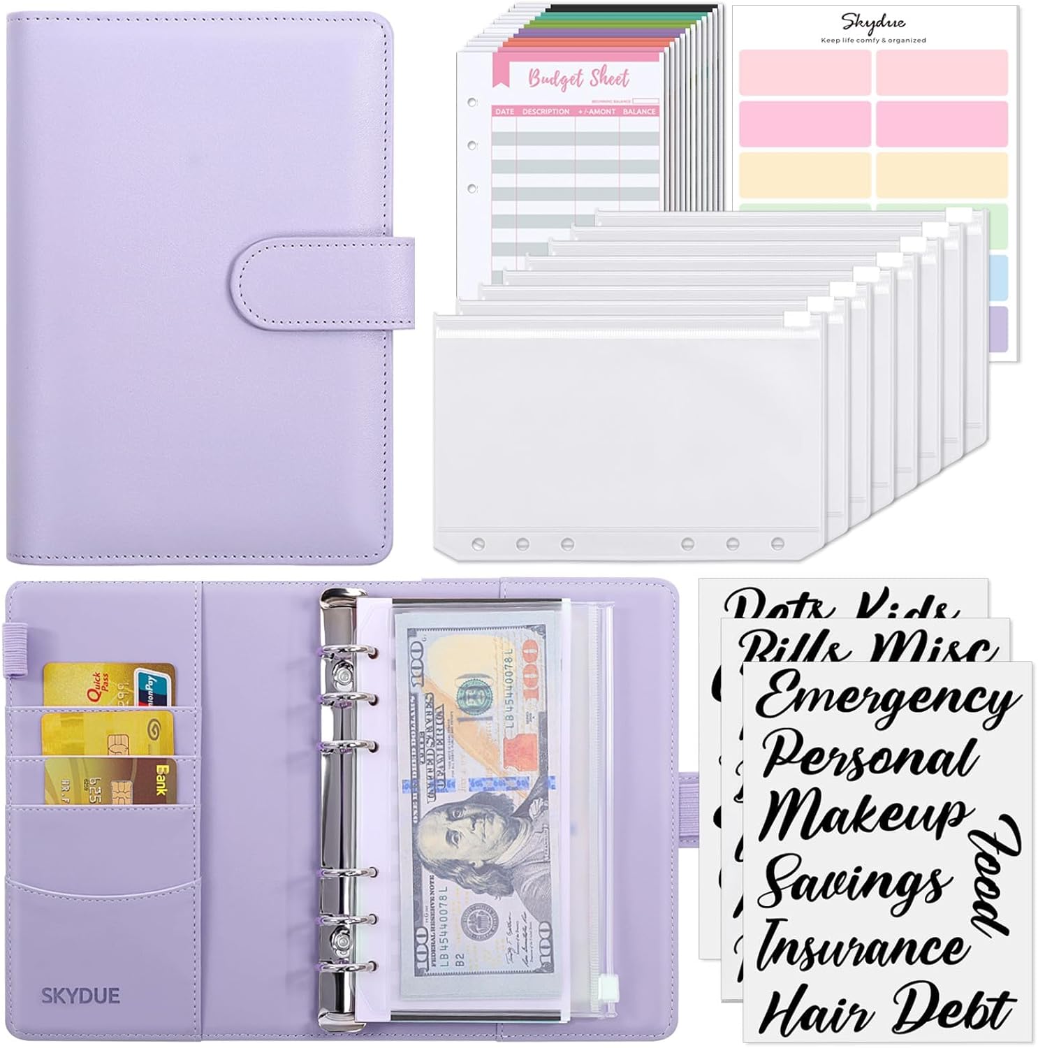 Budget Binder with Cash Envelopes and Expense Sheets