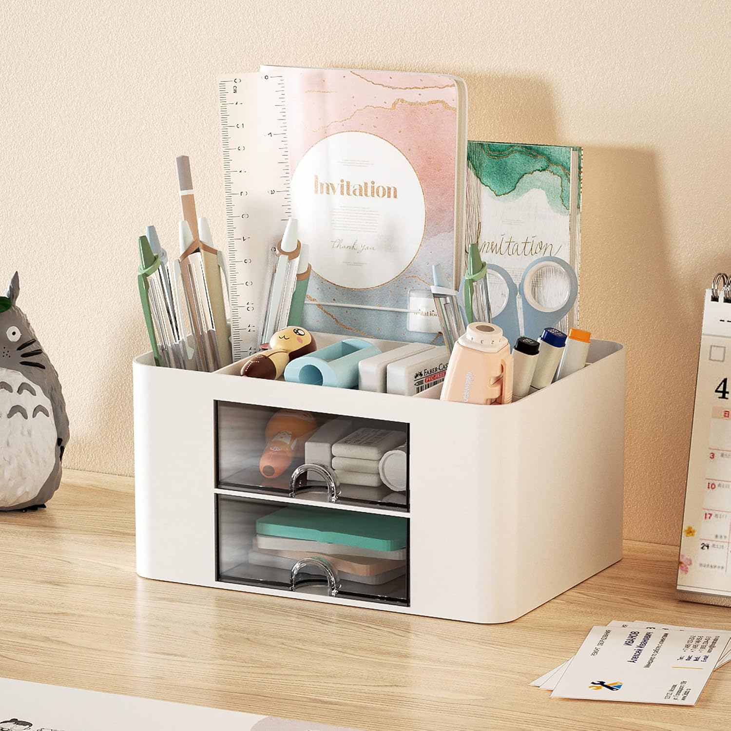 Multi-Functional Desk Organizer with Drawer – 5 Compartments & Storage