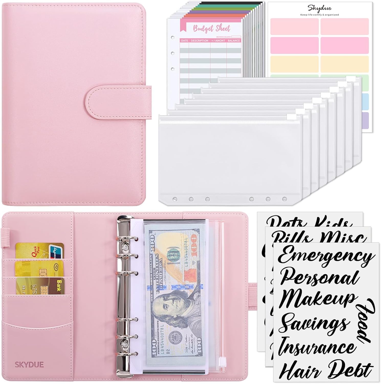Budget Binder with Cash Envelopes and Expense Sheets