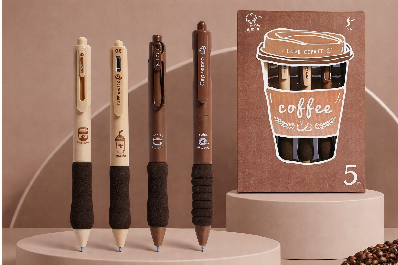 Coffee-Themed Gel Pen Set (5PCS)
