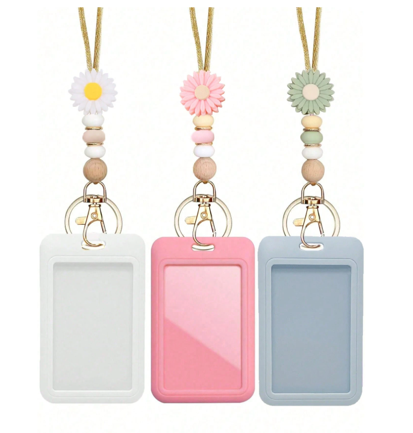 Daisy Boho Style Silicone Bead Lanyards