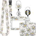 Fashionable Sliding Badge Holder – Beige Base Daisy (Horizontal)