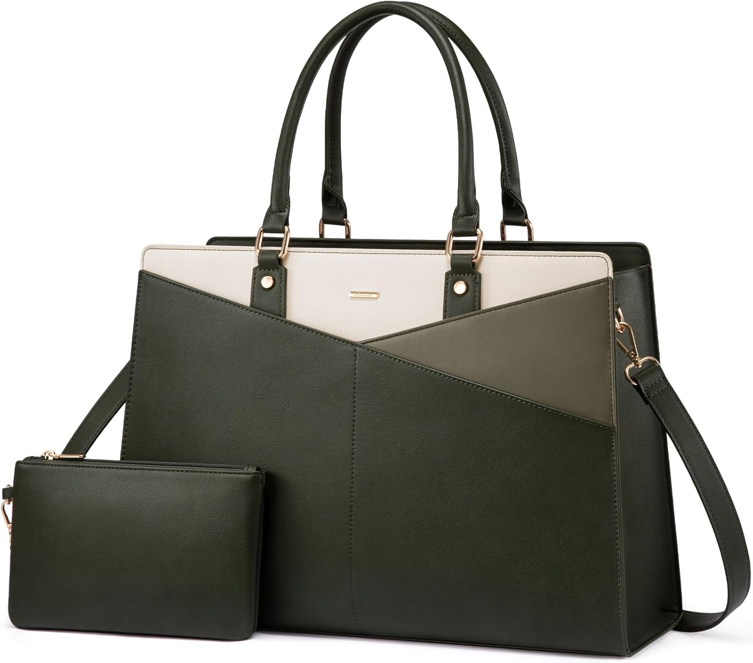 Laptop Tote Bag | Gray, Green, Beige