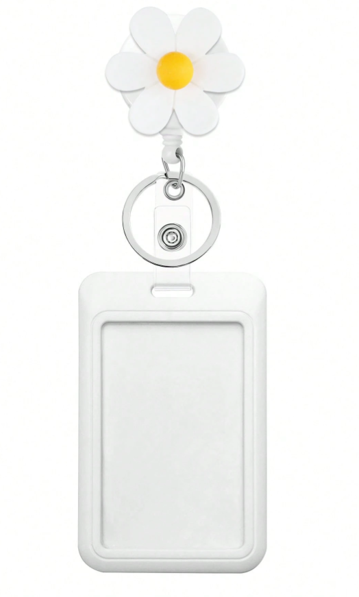 Colorful Flower Retractable ID Badge Reel with Card Holder