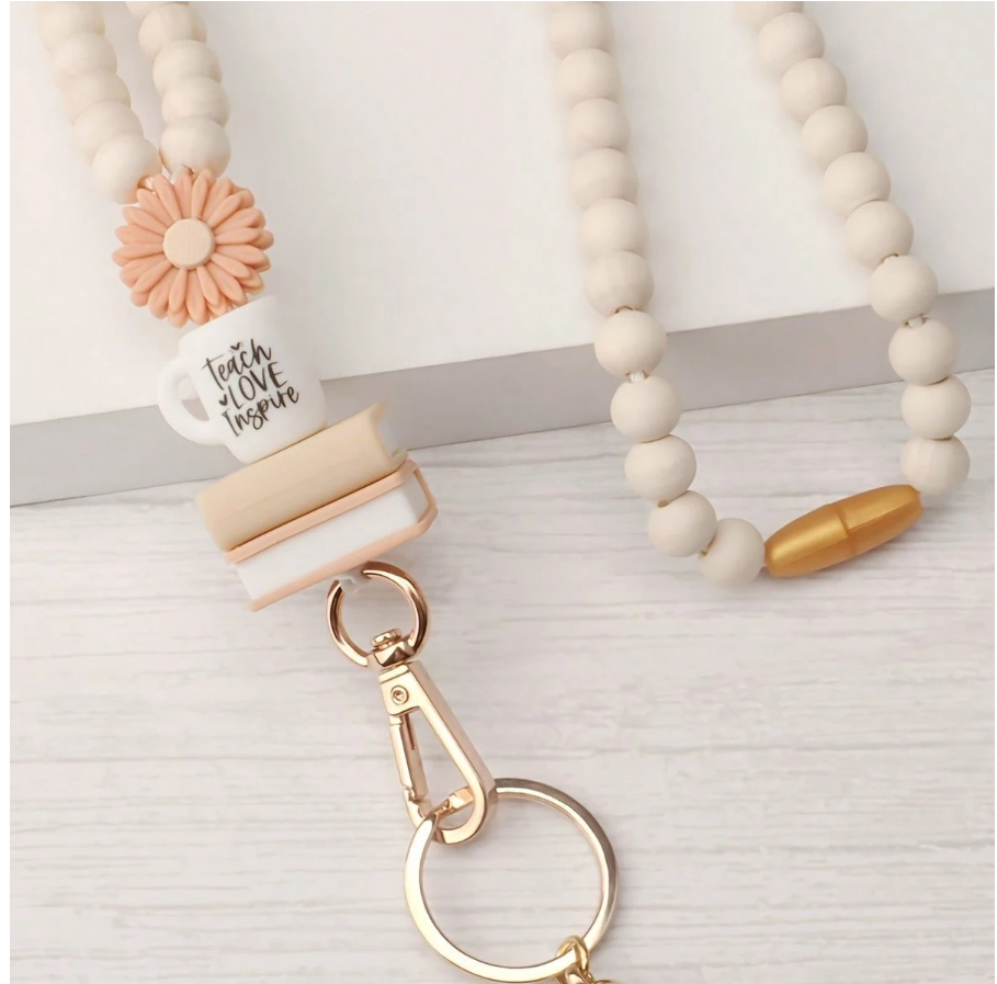 Teacher Beaded Lanyard with ID Holder