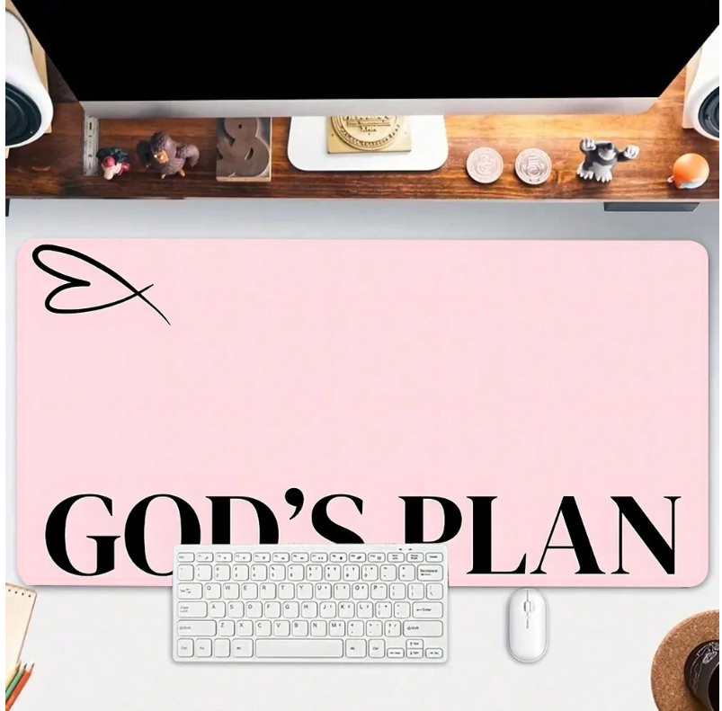 God’s Plan” Pink XLarge Desk Mat