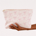 Corduroy Makeup Bag with Bowknot Pattern – Cute Cosmetic Pouch
