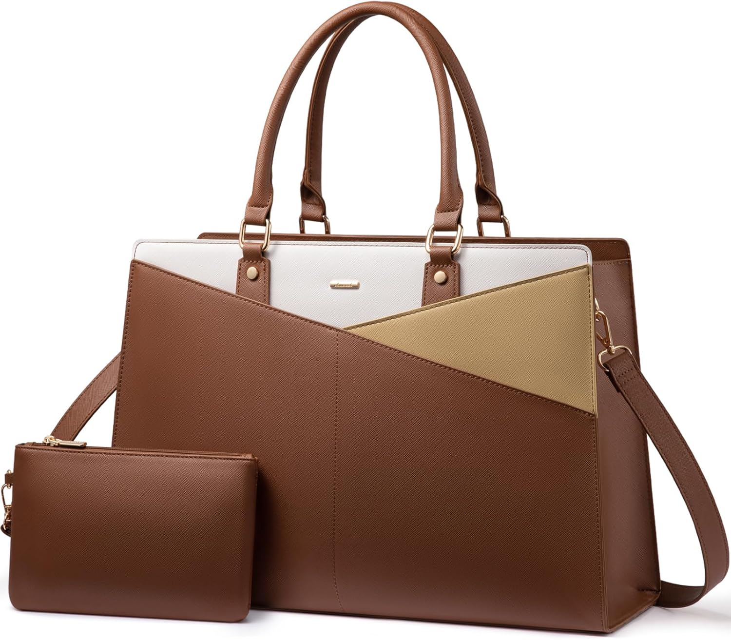 Laptop Tote Bag - Brown-Beige-Apricot