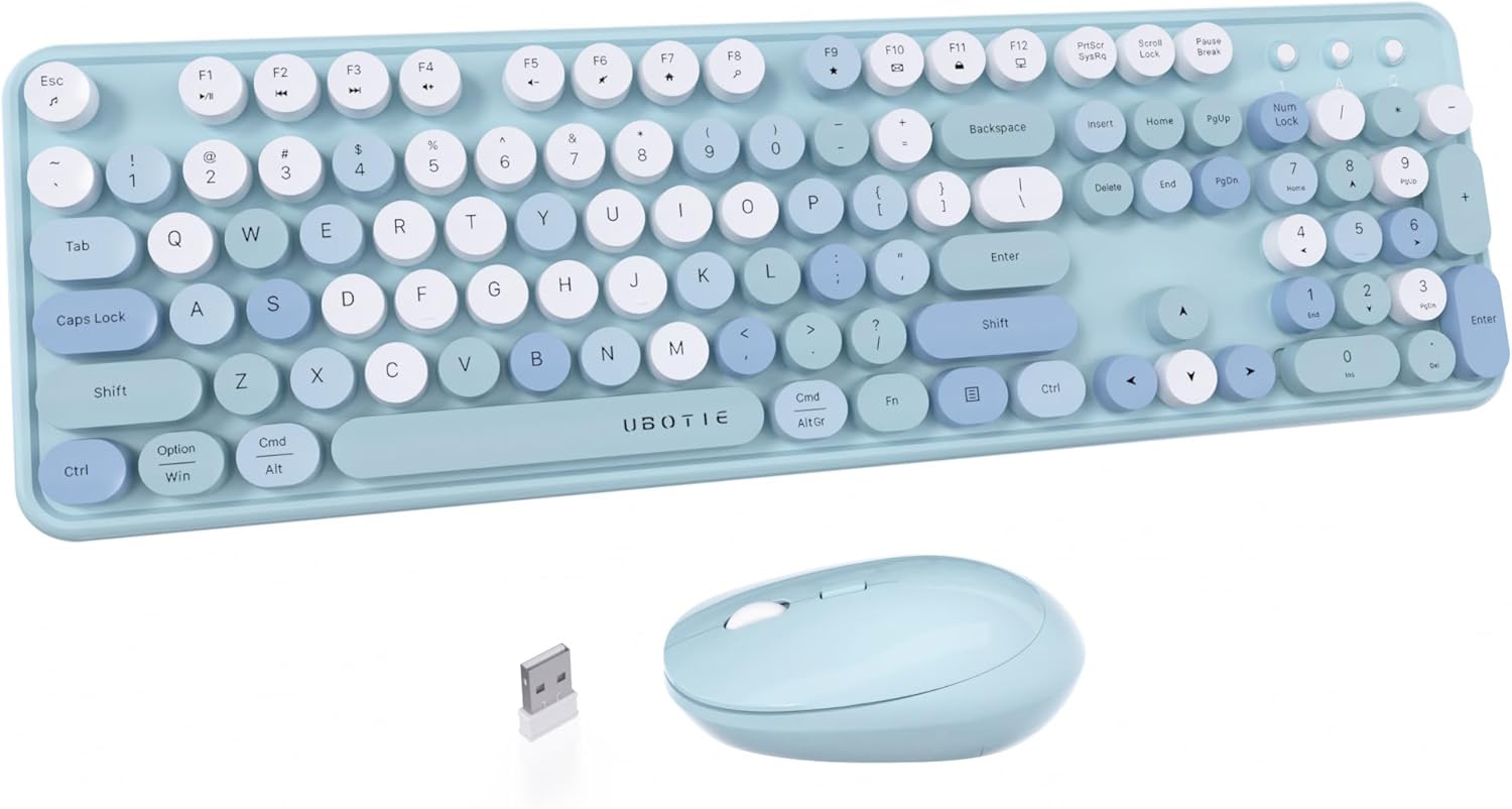 Multicolor Retro Wireless Keyboard & Mouse Set