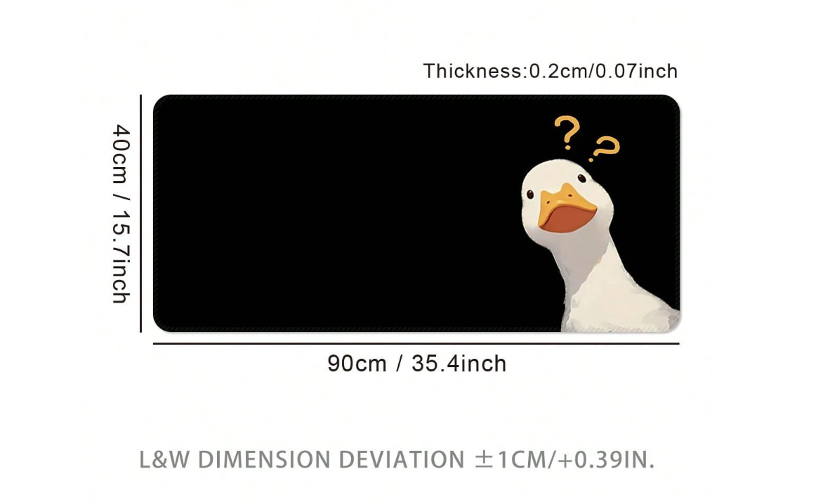 Confused Duck Extra Large Mouse Pad 🦆